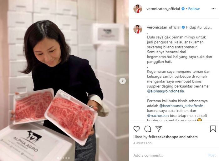 Unggahan Veronica Tan soal bisnis yang digelutinya kini