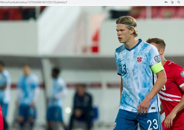 Erling Haaland saat membela timnas Norwegia dalam ajang Kualifikasi Piala Dunia 2022 zona Eropa.