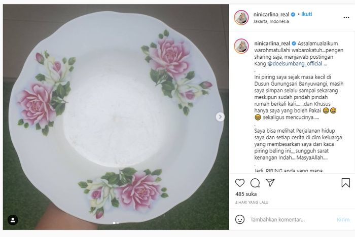 Piring klasik yang selalu dibawa <a href='https://manado.tribunnews.com/tag/nini-carlina' title='Nini Carlina'>Nini Carlina</a> tiap pindah rumah.