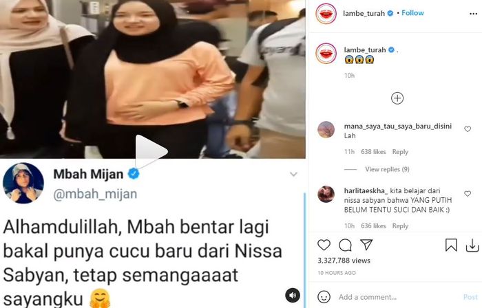 Video Nissa Sabyan pegang perut buncitnya viral hingga Mbah Mijan ikut berkomentar