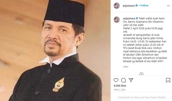 Potret mendiang ayah <a href='https://medan.tribunnews.com/tag/anjasmara' title='Anjasmara'>Anjasmara</a> yang pernah menikah dengan Rachmawati Soekarnoputri