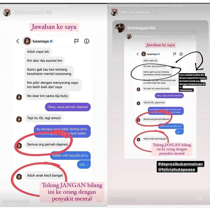 Isi percakapan DM Felicia dengan Luna Maya 