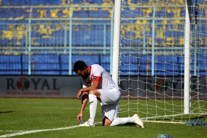Kapten Borneo FC, Javlon Guseynov, dalam laga lawan PSM Makassar di Piala Menpora 2021, di Stadion Kanjuruhan, Malang, Jawa Timur, pada Rabu (31/3/2021)