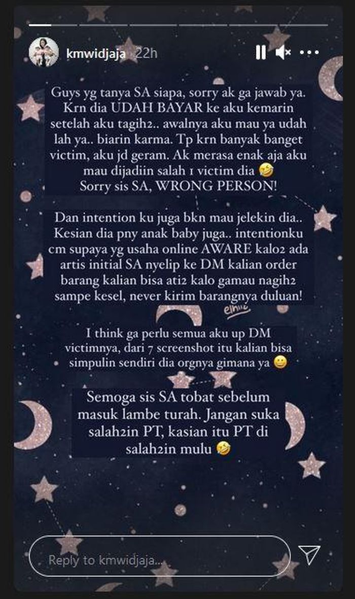 Unggahan soal SA nunggak bayaran