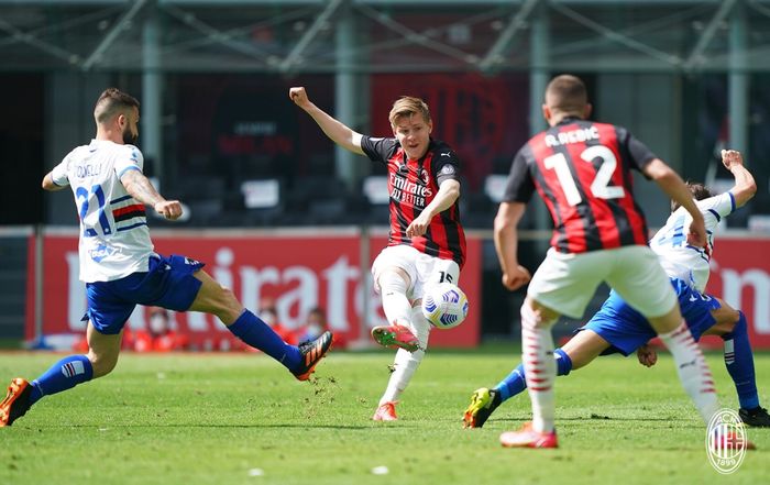 AC Milan bermain imbang 1-1 melawan Sampdoria dalam lanjutan laga pekan ke-29 Liga Italia 2020-2021.