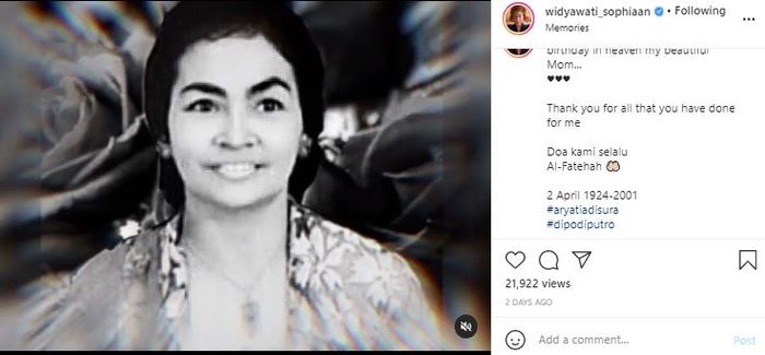 Foto jadul ibunda Widyawati