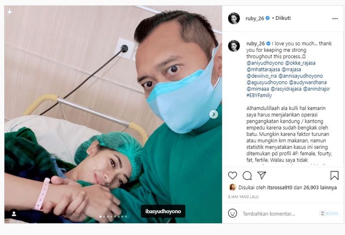 Aliya Rajasa jalani operasi pengangkatan kantong empedu.