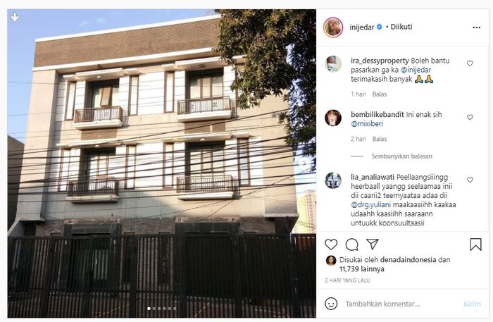 Jessica Iskandar sewakan ruko yang ada di Jakarta