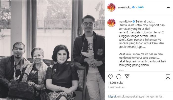 Membagikan potret bersama anaknya dan ibundanya, Desiree Tarigan lantas meminta maaf atas respons terhadap rekannya.  