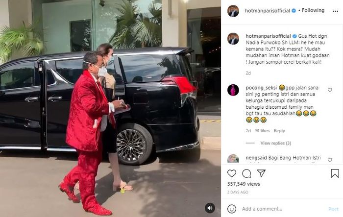 Postingan Hotman Paris di media sosial