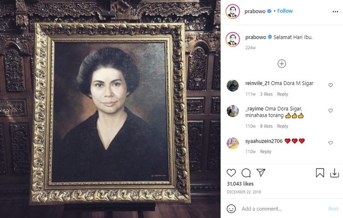Ibunda Prabowo Subianto