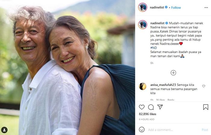 Nadine beri dukungan untuk sang suami yang menjalankan ibadah puasa