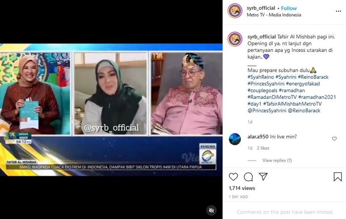 Penampilan Syahrini menggunakan hijab hijau dengan ciput putih