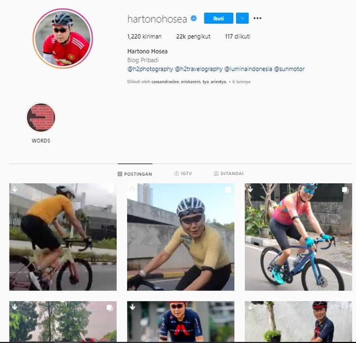 Instagram milik Hartono Hosea, ayah Karen Vendela