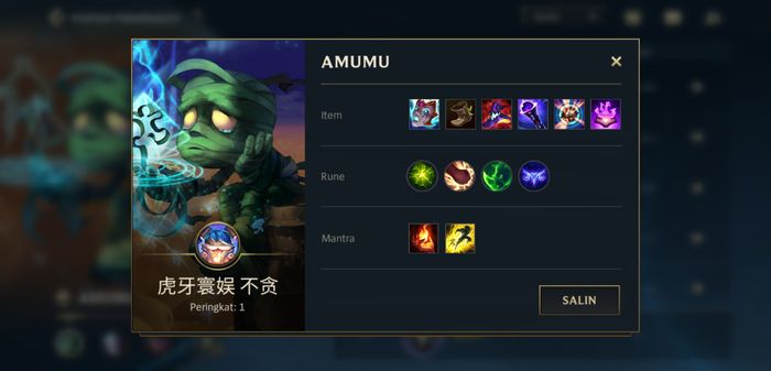 Top player champion Amumu in League of Legends: Wild Rift (15/4/21)
