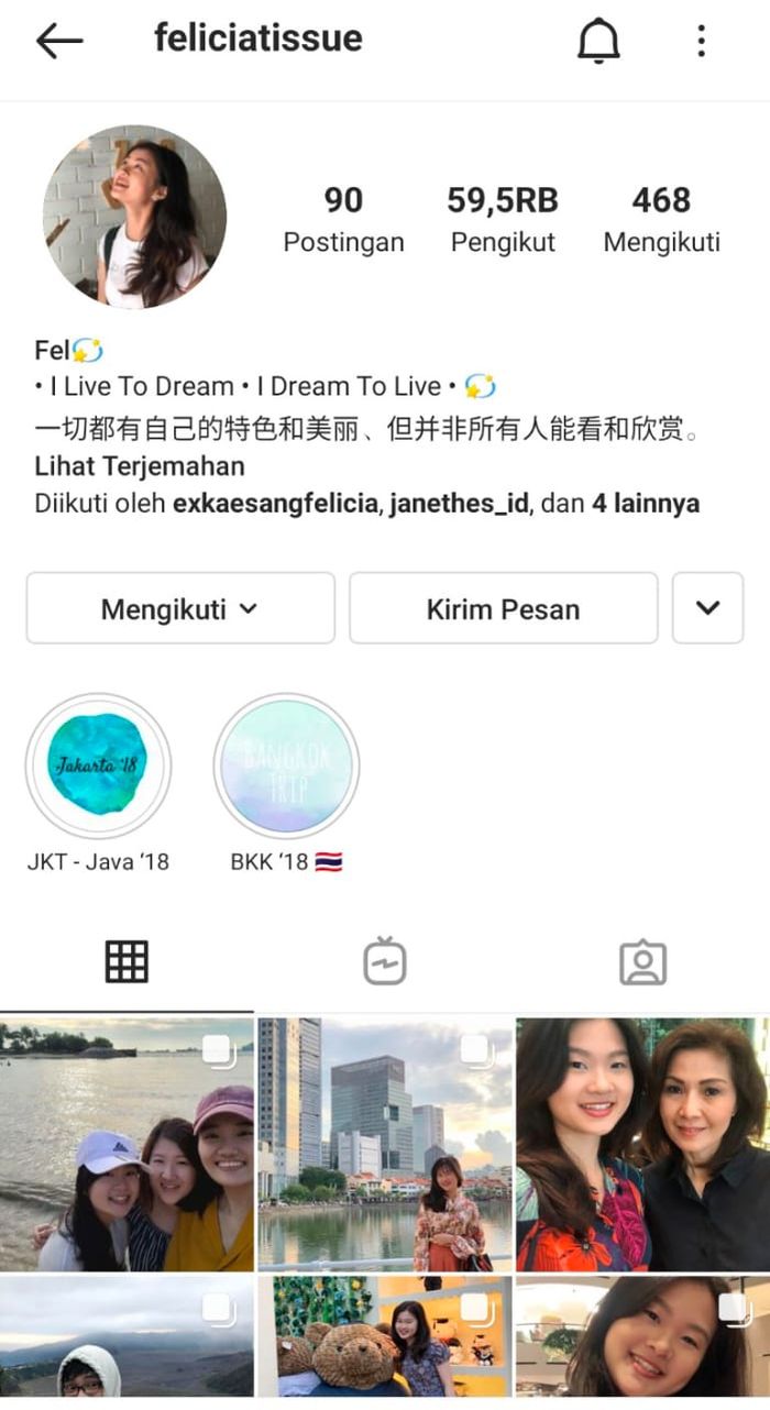 Felicia Tissue mantan kekasih Kaesang Pangarep terlihat mengaktifkan lagi akun Instagramnya.