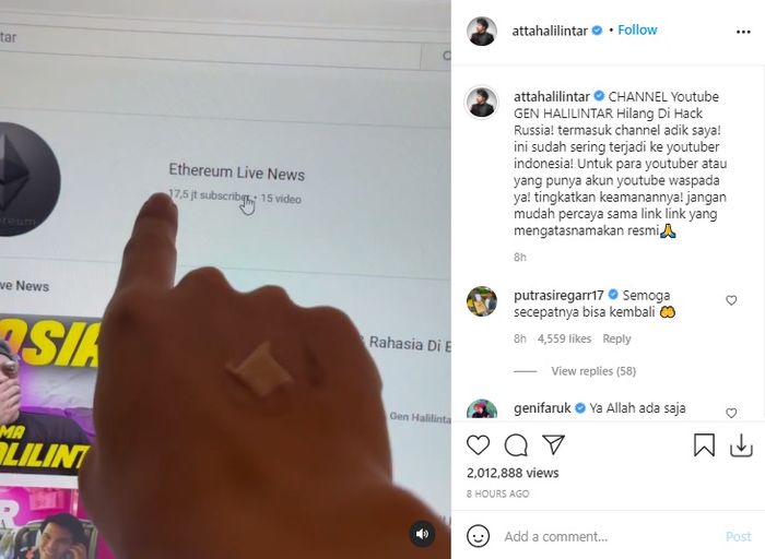 Unggahan <a href='https://tribunmedan.cfd/tag/atta-halilintar' title='Atta&nbsp;Halilintar'>Atta&nbsp;Halilintar</a> 