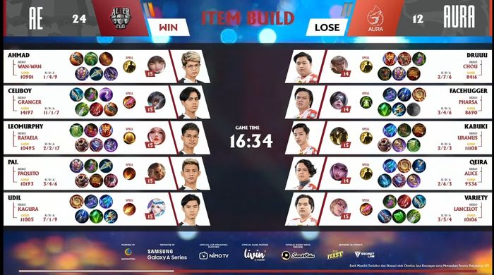 Game results 1 Alter Ego vs AURAFIRE - MPL ID Season 7 Week 8 Day 1