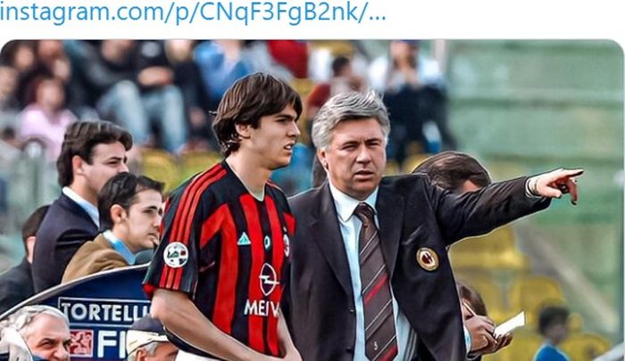 Kaka dan Carlo Ancelotti saat keduanya masih di AC Milan.