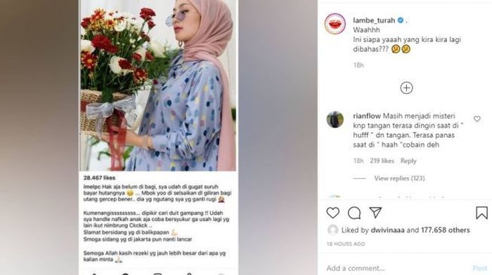 Unggahan Imel Putri Cahyati yang membuat heboh
