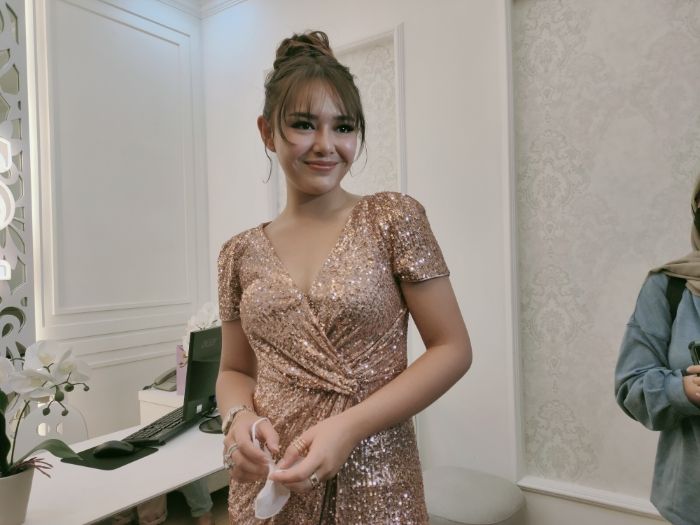 Amanda Manopo saat ditemui di daerah Bondongan, Bogor, Jawa Barat, Minggu (18/4/2021).