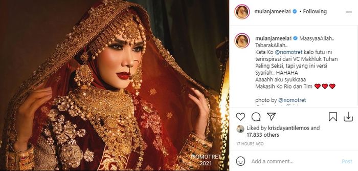 Tampil Berkilauan Dengan Gaun Mewah Khas India Saat Pemotretan Mulan Jameela Pancarkan Aura Makhluk Tuhan Paling Seksi Istri Ahmad Dhani Berkelakar Tapi Ini Versi Syariah