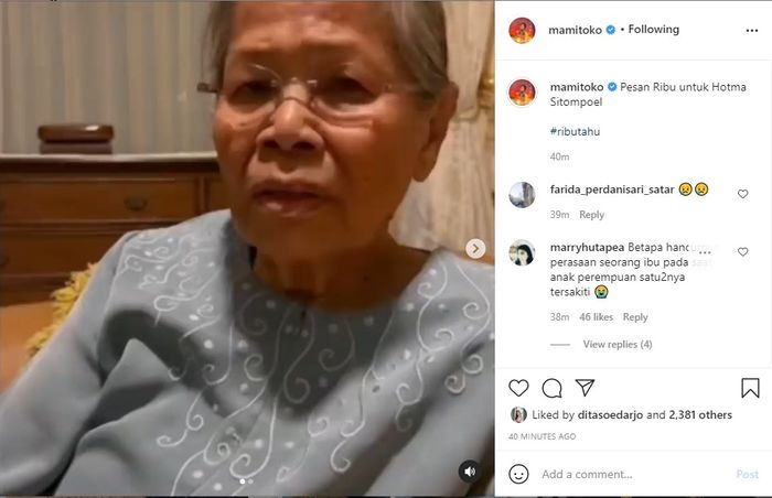 Unggahan <a href='https://palembang.tribunnews.com/tag/desiree' title='Desiree'>Desiree</a> Tarigan, Ribu minta <a href='https://palembang.tribunnews.com/tag/hotma-sitompul' title='Hotma Sitompul'>Hotma Sitompul</a> tak ganggu dirinya lagi