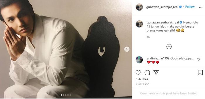 Gunawan Sudrajat saat mengunggah potret dirinya 15 tahun lalu