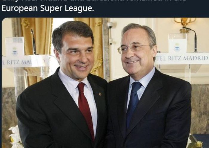 Presiden Barcelona, Joan Laporta (kiri), dan Presiden Real Madrid, Florentino Perez.