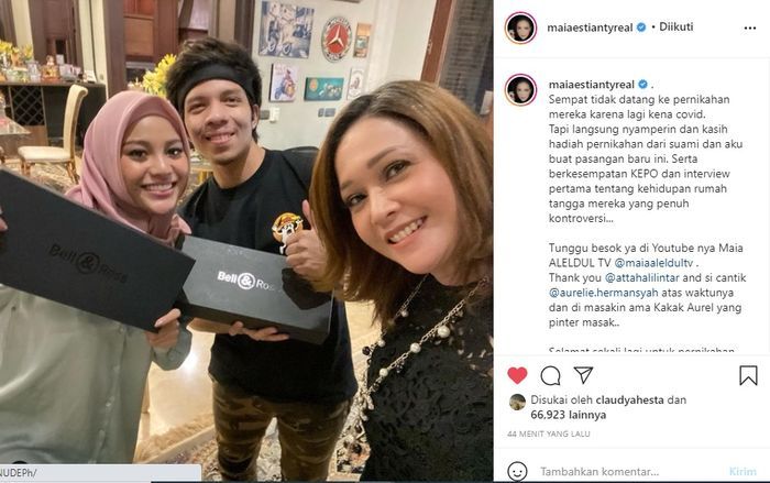 Atta Halilintar dan Aurel Hermansyah dapat kado merwah dari Irwan Mussry dan Maia Estianty 