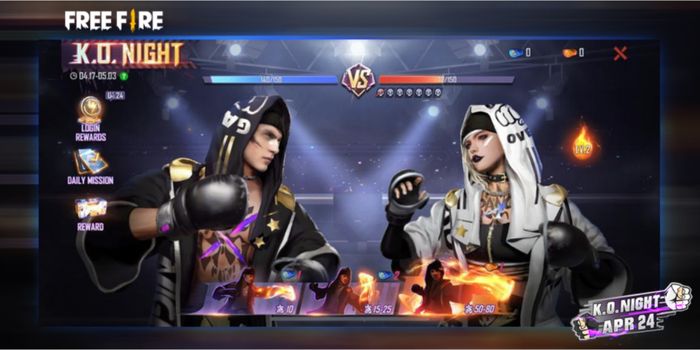 Free Fire interface in the KO Night event