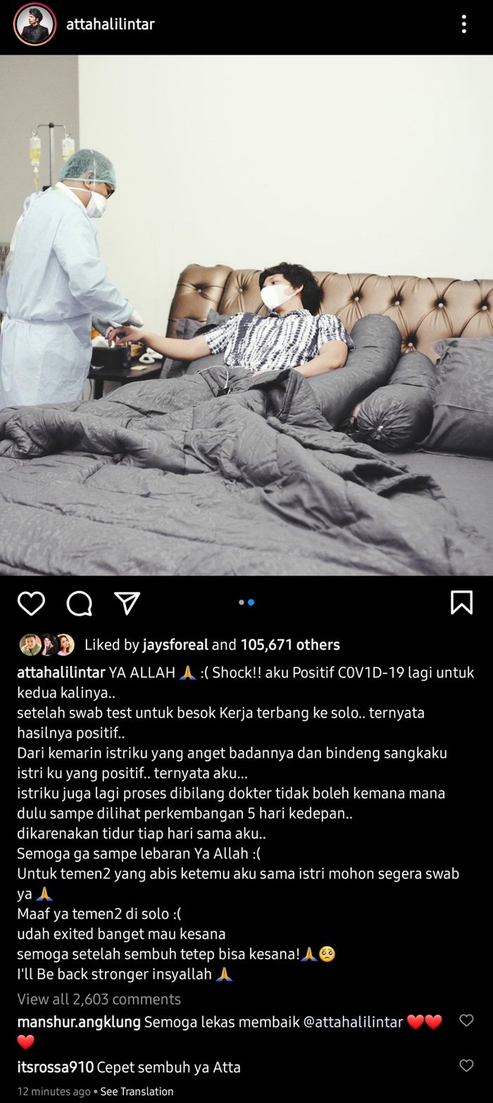 Atta Halilintar positif covid-19 untuk kedua kalinya.