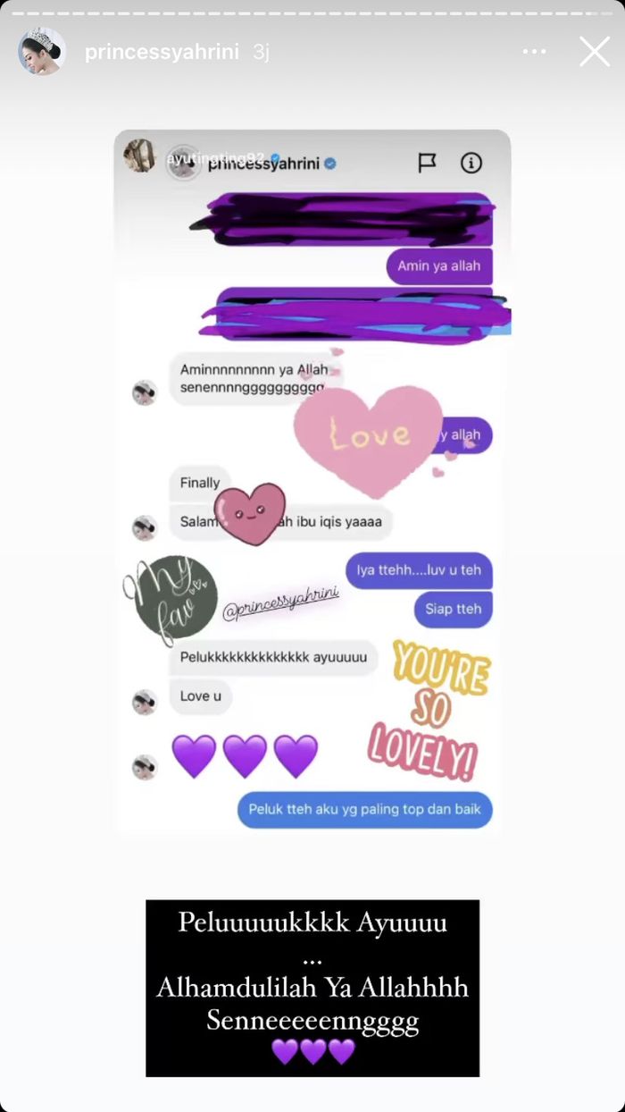 Isi DM Instagram Ayu Ting Ting dan Syahrini.