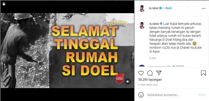 Rumah Si Doel dirobohkan.