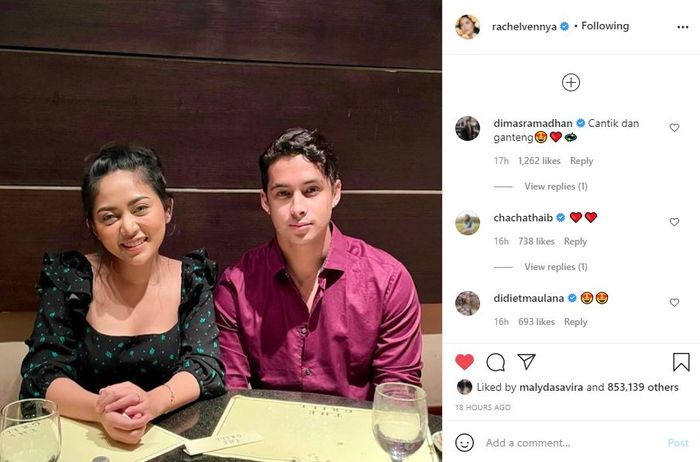 Unggahan Instagram <a href='https://medan.tribunnews.com/tag/rachel-vennya' title='Rachel Vennya'>Rachel Vennya</a> bersama sosok pria.