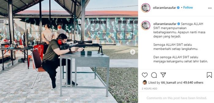 Unggahan Instagram Olla Ramlan saat memberi ucapan ulang tahun kepada Aufar Hutapea.