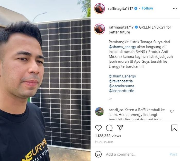 Tangkap layar Instagram @raffinagita1717__ Unggahan Instagram Raffi Ahmad