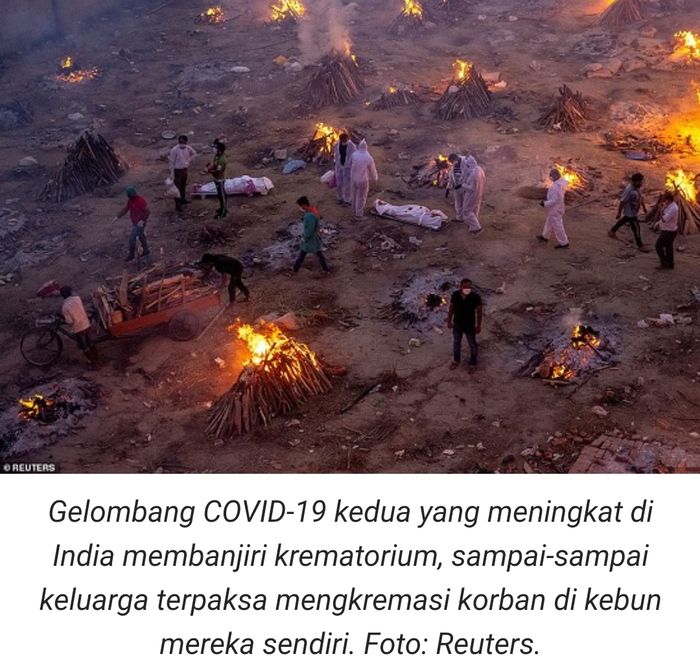 Susasana tempat kremasi di India, akibat lonjakan pasien Covid-19.