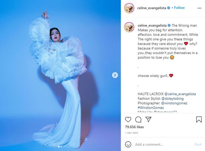 Unggahan Instagram Celine Evangelista