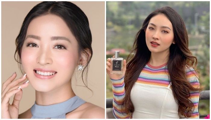 Potret Natasha Wilona endorse parfum dengan makeup ala cewek Korea.