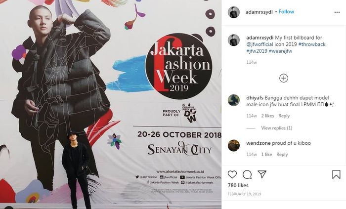 Sosok Adam Rosyadi dipajang di poster Jakarta Fashion Week 2019