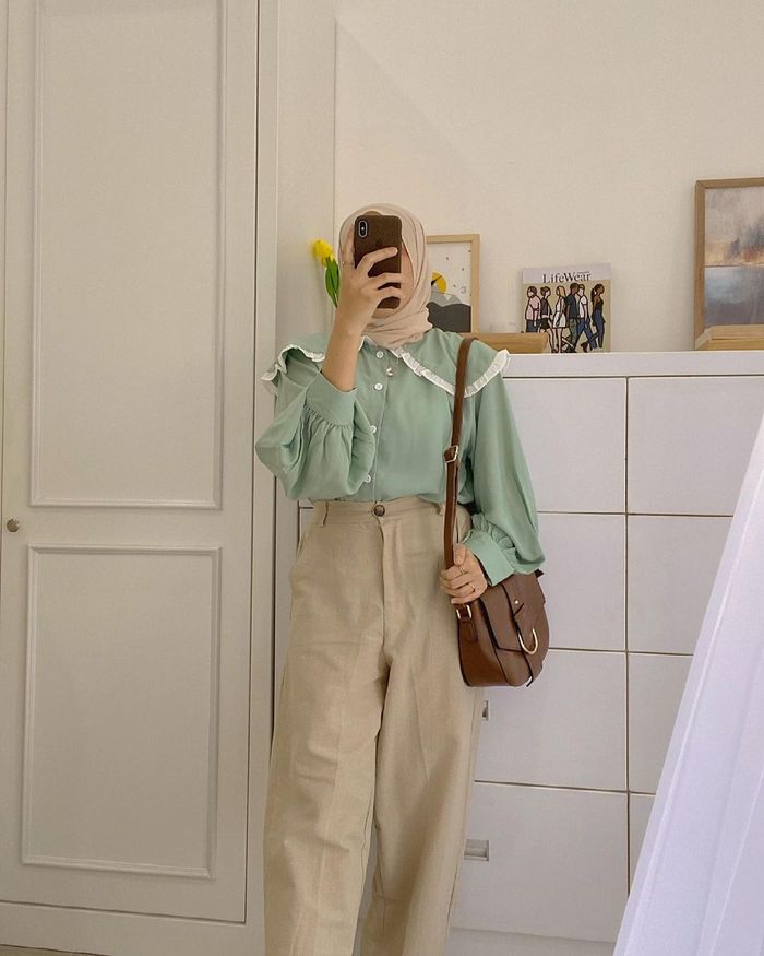 Ide Outfit Hijab Warna Hijau Estetik 