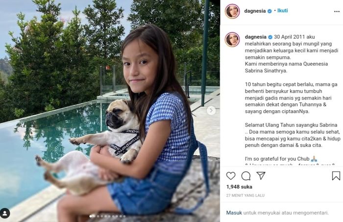 Donna Agnesia merayakan ulang tahun putri bungsunya.