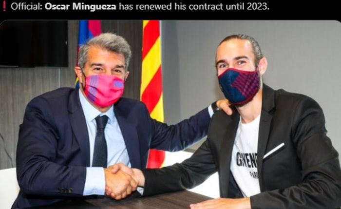 Bek Barcelona, Oscar Mingueza, resmi perpanjang kontrak hingga 2023