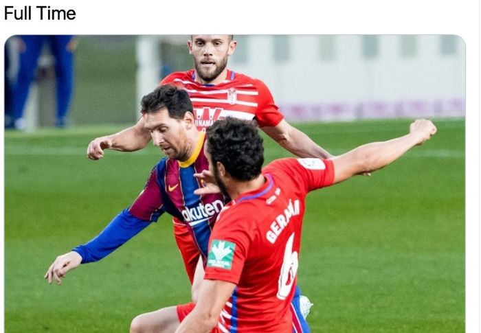 Bintang Barcelona, Lionel Messi, tampil melawan Granada pada pertandingan Liga Spanyol di Camp Nou, Kamis (29/4/2021)