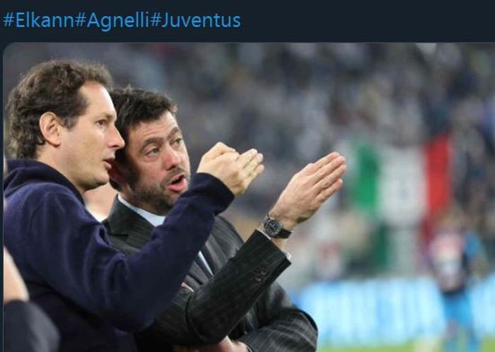 Dua petinggi Juventus, John Elkann (kiri) dan Presiden Andrea Agnelli.