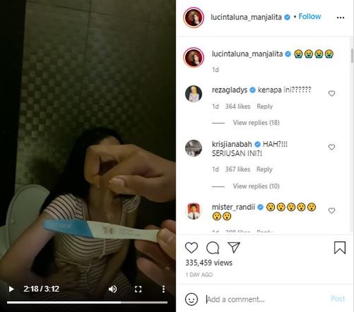 Postingan <a href='https://jambi.tribunnews.com/tag/lucinta-luna' title='Lucinta Luna'>Lucinta Luna</a> yang menunjukkan <a href='https://jambi.tribunnews.com/tag/test-pack' title='test pack'>test pack</a> garis dua.