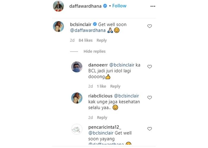 dok. instagram/daffawardhana__ Ucapan dari BCL
