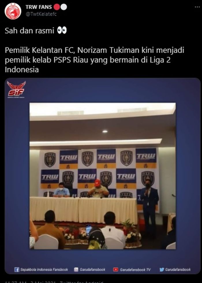 Kabar klub PSPS Riau telah diambil alih pengusaha asal Malaysia, Norizam Tukiman