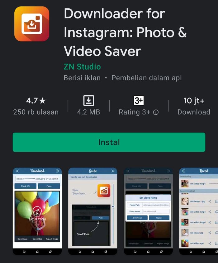 Aplikasi Downloader for Instagram: Photo &amp; Video Saver